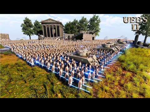 5,000 LASER KNIGHTS & 5 TANKS DEFEND MT OLYMPUS FROM 3,000,000 MONGOLS | Battle Simulator 2 | UEBS 2