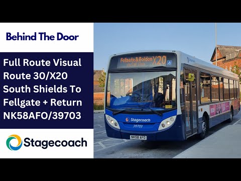 Full Route Visual | Stagecoach NE Routes 30/X20 - South Shields to Fellgate + Return | NK58AFO/39703