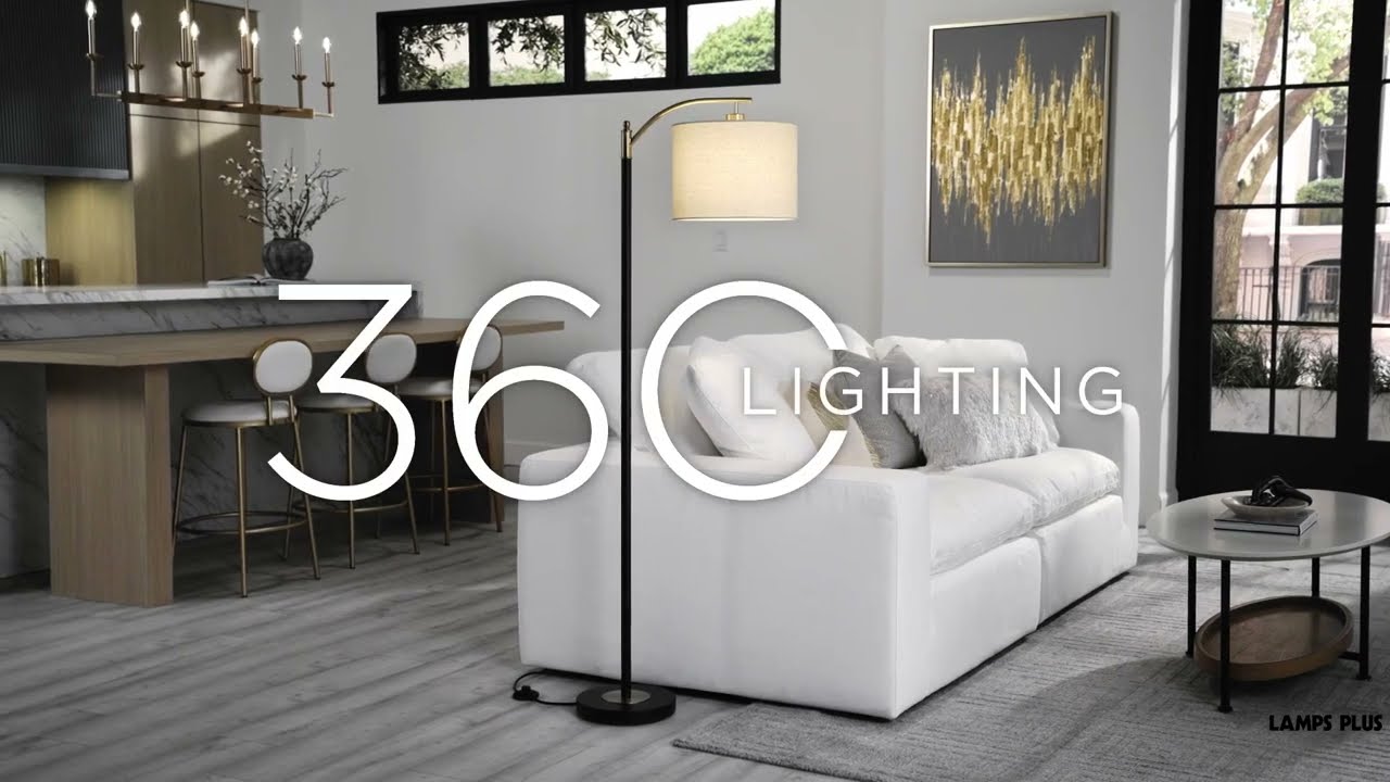 Video 1 Watch A Video About the 360 Lighting Rayna Black and Gold Downbridge Floor Lamp