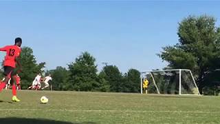 Goalkeeper has no chance as forward connects