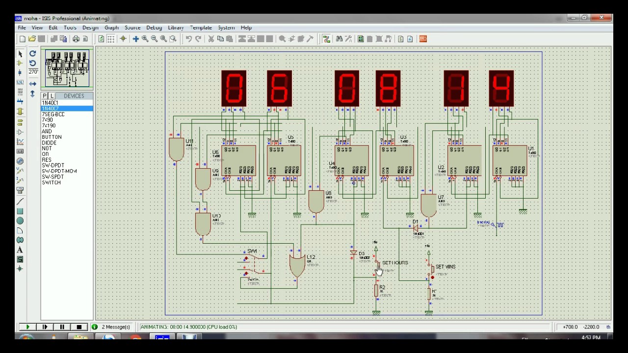12/24 hour Digital clock using 7490 decade counter and BCD 7segment (file)