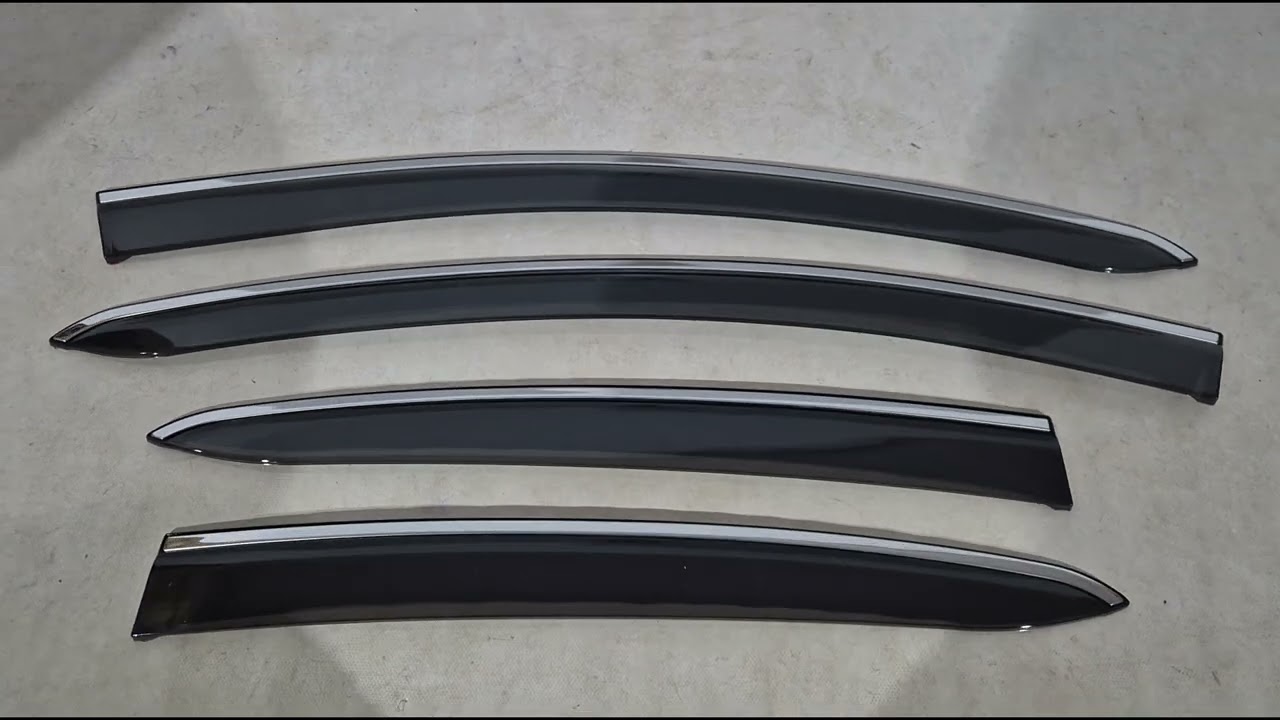Fiat Linea 2006-2018 Window Deflectors with Chrome Trim (4 pcs, Sunplex Chrome) Video 1