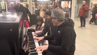 Two Little Girls Were Nervous Of The Public Piano