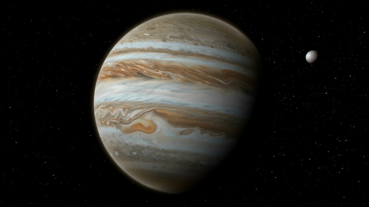 Space screensaver with the beautiful rotating planet Jupiter - Space Background