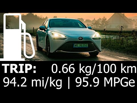 Thumbnail for 2024 Toyota Mirai II FCEV: trip with hydrogen consumption (economy) sub-urban MPGe, kg/100 km, mi/kg by Toyota, Toyota FCEV, Toyota Mirai, Vehicle