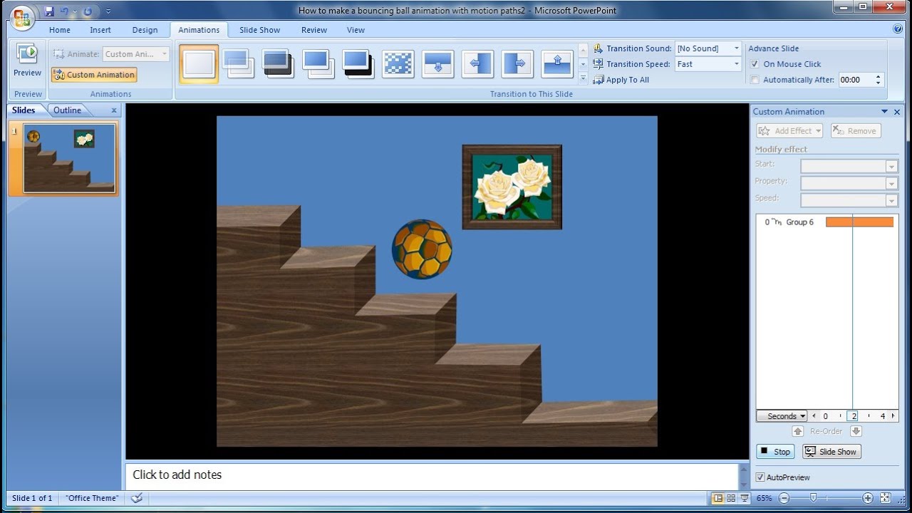 PowerPoint Training |How to Make a Bouncing Ball Animation with Motion Paths in PowerPoint