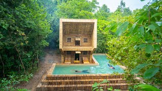 Build The Most Beautiful Bamboo Swimming Pool Villa Using Ancient Skills by Jungle Survival
