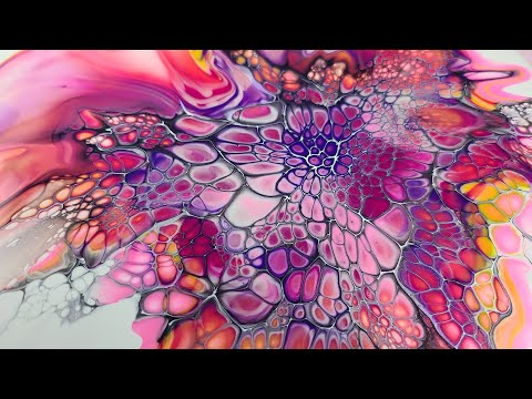 64. Just WOW! Pink, Purple, Yellow, Orange!! SheleeArt Bloom Technique - Acrylic Pouring - Fluid Art