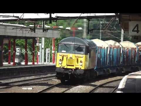 Colas 56094 at Lancaster with 6J37 Carlisle-Chirk Logs.Full Scream 3rd July 2013