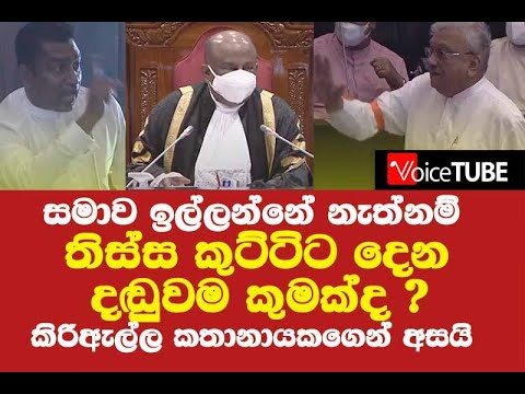 සමාව ඉල්ලන්නේ නැත්නම් තිස්ස කුට්ටිට දෙන දඬුවම කුමක්ද ? කිරිඇල්ල කතානායකගෙන් අසයි