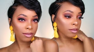 SUNSET SMOKEY EYE WITH A POP OF GLITTER & METALLIC LIP | KYRA KNOX