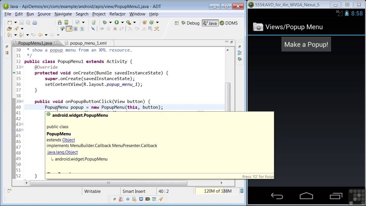 Android App Programming | Popup Menus