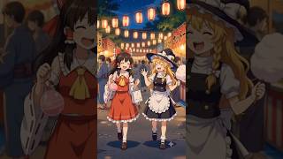 【AI】お祭りを楽しむ霊夢と魔理沙