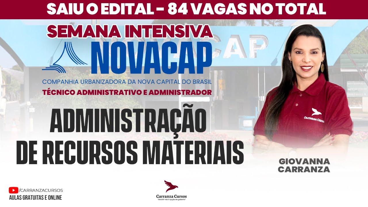 NOVACAP - Administração de Recursos Materiais - Prof. Giovanna Carranza