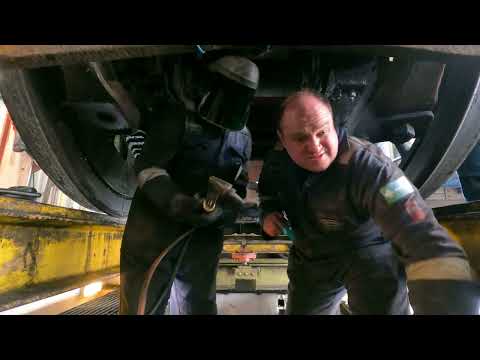 NYMR - S15 No 825 on the wheel drop being readied to have its wheels removed for reprofiling