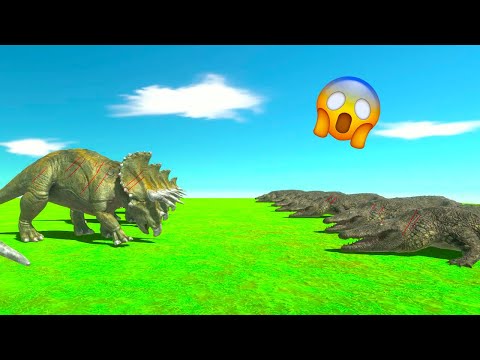 Triceratops vs Crocodiles Reptile - Herbivore Super Fight!