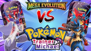Pokémon Trainer Michael battle mega latias VS mega lucario MEGA EVOLUTION mini tins!
