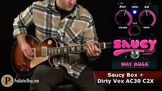 Video thumbnail for Way Huge Saucy Box Overdrive Pt. 2: Dirty Amps by ProGuitarShopDemos