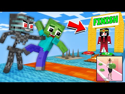 Monster School : MONEY RUN 3D CHALLENGE - Part 1 - Minecraft Animation