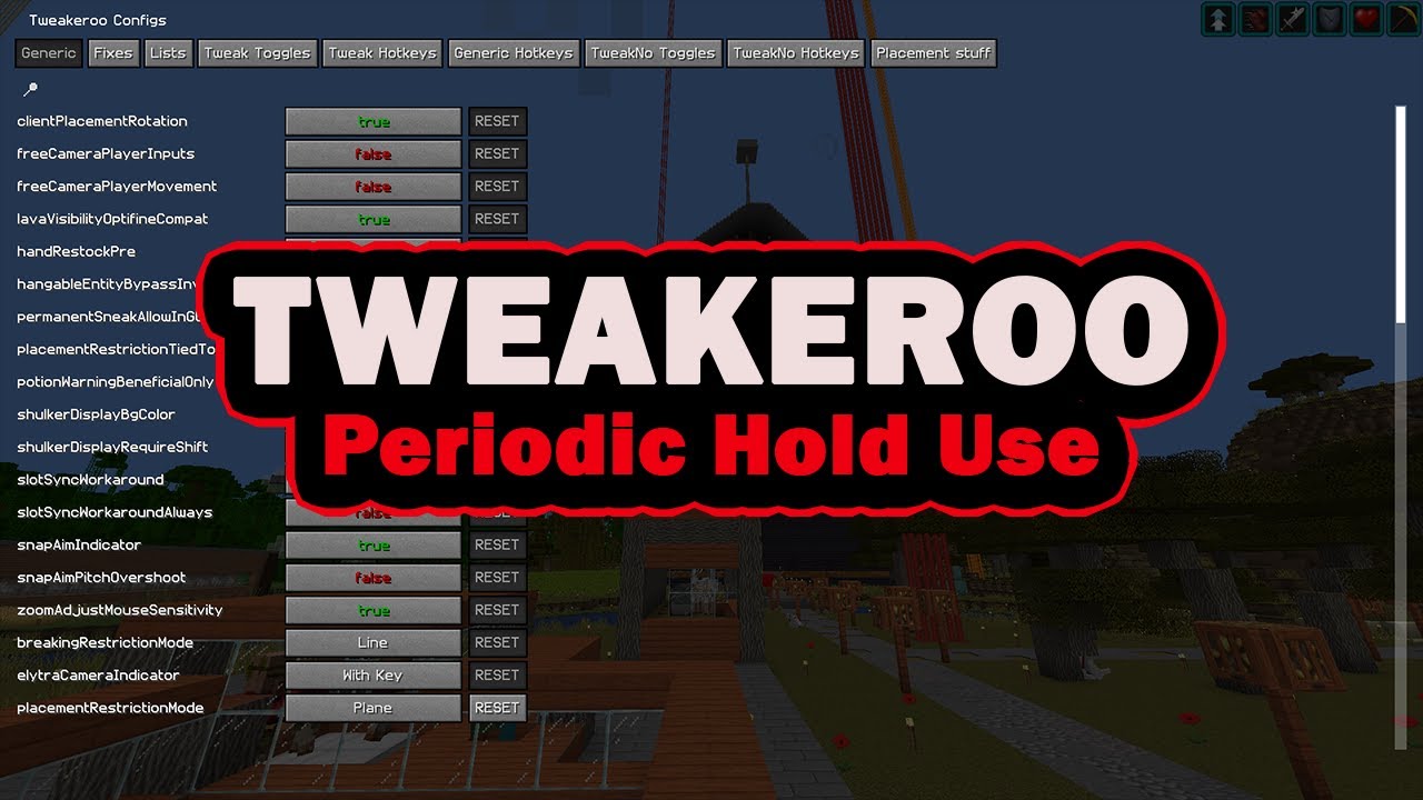 Tweakeroo Periodic Hold Use - Eating whilst AFK with hand restock Minecraft Mod