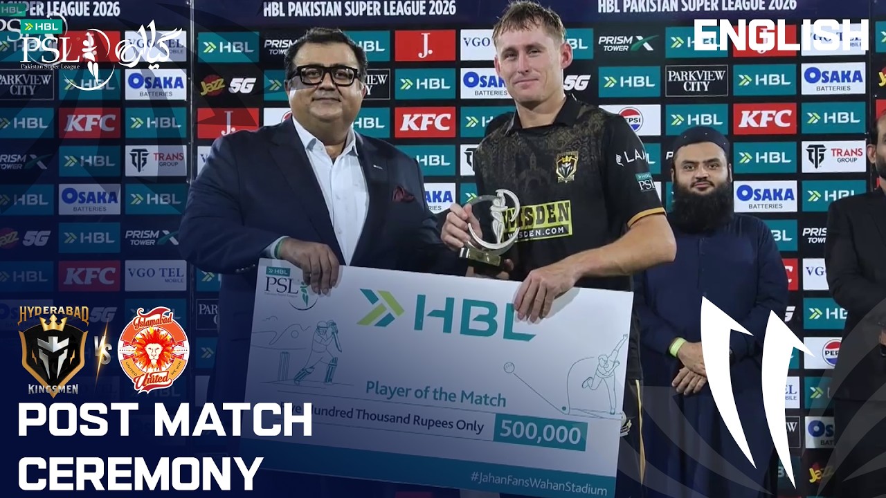 Post Match Ceremony | Hyderabad Kingsmen vs Islamabad United | English | M21 | HBL PSL 11 | MZB1K