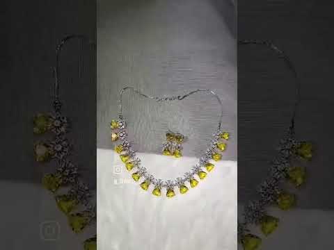 Artificial diamonds multi color ad pendant set, packaging ty...