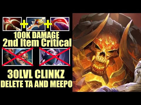 Bone Fletcher Clinkz 100k Damage Divine Rapier + Daedalus Delete Meepo And TA Gameplay 7.24 Dota 2