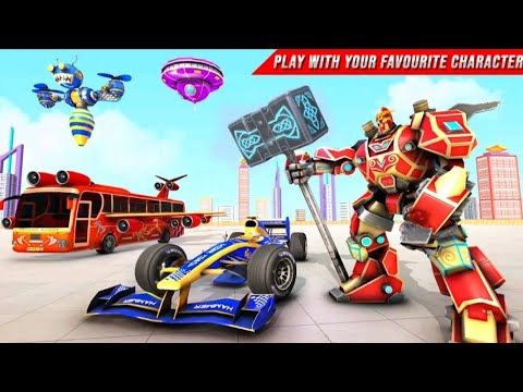 MULTI ROBOT FORMULA CAR GAME : REAL FLYING BUS 2021 - ANDROID 3D GAMEPLAY