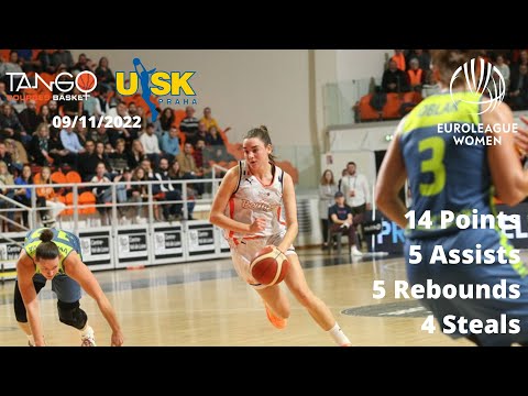 Pauline Astier with 14 points and 5 assists against USK Praha in Euroleague