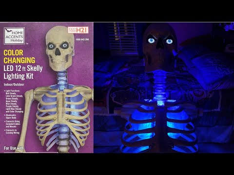 Home Depot 12 Foot Skeleton Lighting kit - unboxing, setup, review