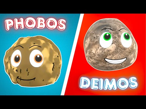 The Moons of Mars – Phobos and Deimos. Planets for Kids. Space and the Solar System.