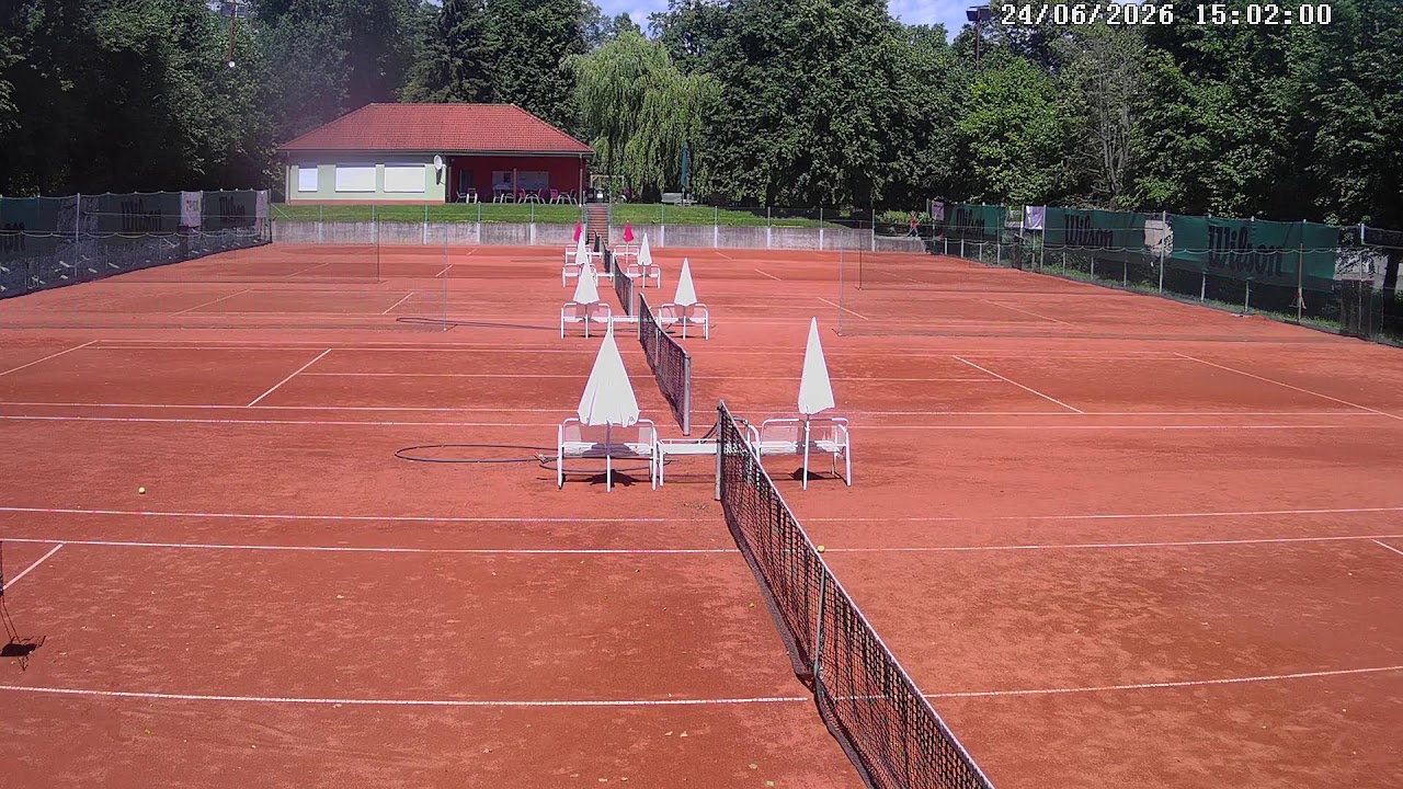 Live webcam view of Clay Tennis Courts at Lomnice Club