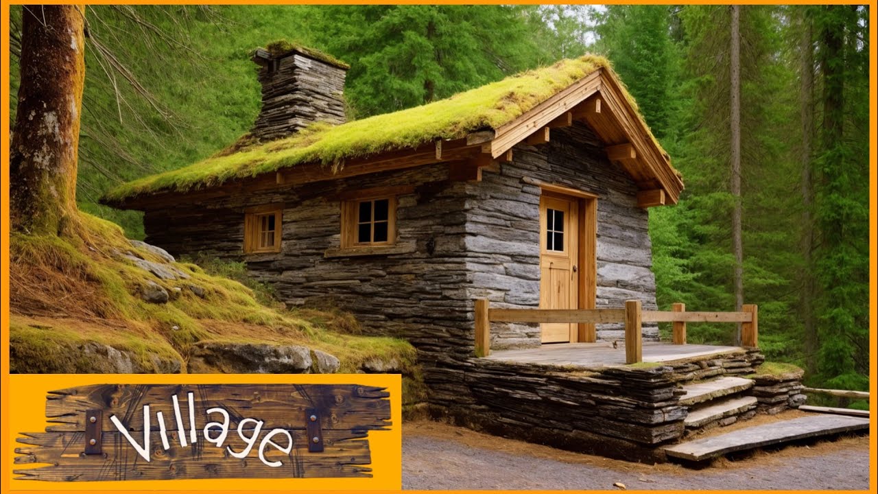 Man Built a House of STONE and LOGS in the Forest | Start to Finish
