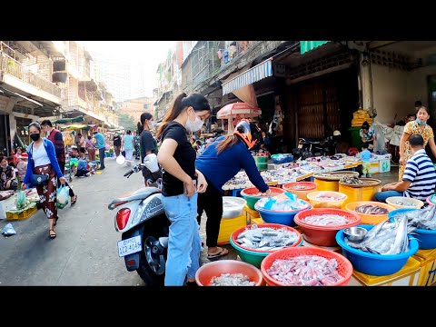 Phnom Penh Busy Evening Market - Cambodia Food Market Tour @Phsar Orussey