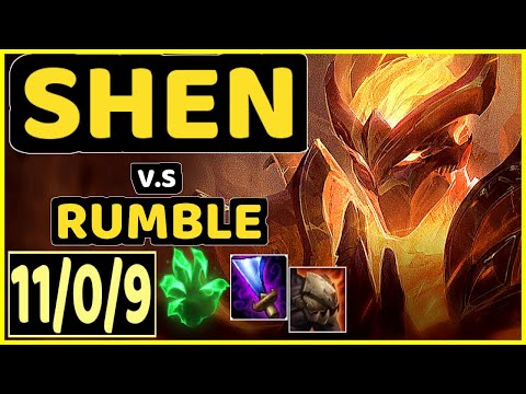 WHITEKNIGHT (SHEN) vs RUMBLE - 11/0/9 KDA TOP CHALLENGER GAMEPLAY - EUW