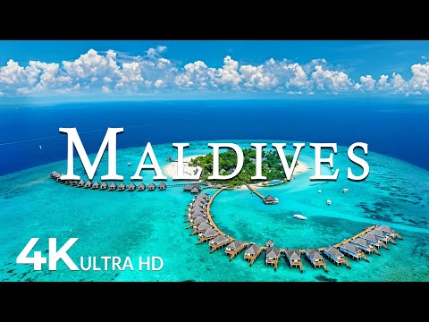 FLYING OVER MALDIVES (4K UHD) - Soothing Music Along With Beautiful Nature Video - 4K Video Ultra HD