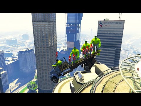 GTA V HULK Falling off Highest Buildings & Ragdoll Fails