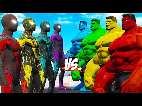 TEAM HULK COLOR VS TEAM SPIDER-MAN COLOR - EPIC SUPERHEROES WAR