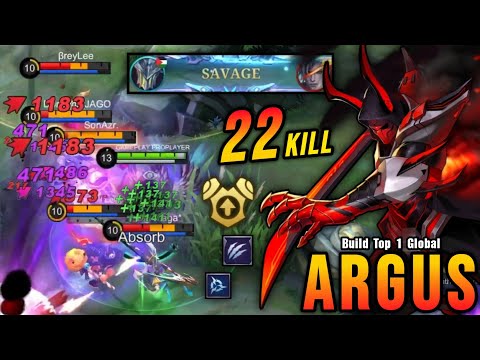 SAVAGE + 22 Kills!! Argus New META with Marksman Emblem!! - Build Top 1 Global Argus ~ MLBB