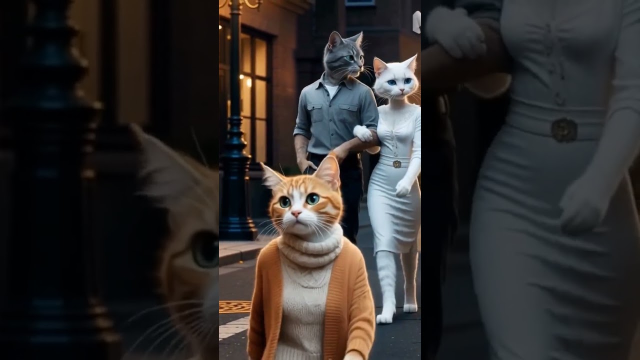 Modern elegance with a touch of feline charm 🐾✨#StylishCats #CityVibes #FelineFashion #CinematicArt