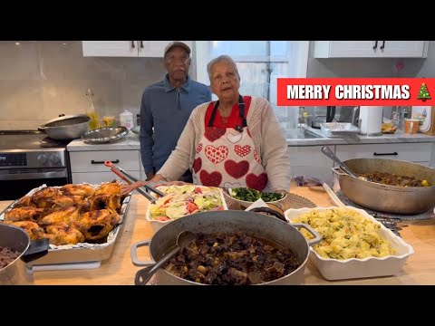 Rice & Peas- Curry Goat- Oxtail-Cornish Hen Dinner. Went all out for the Christmas Holiday 