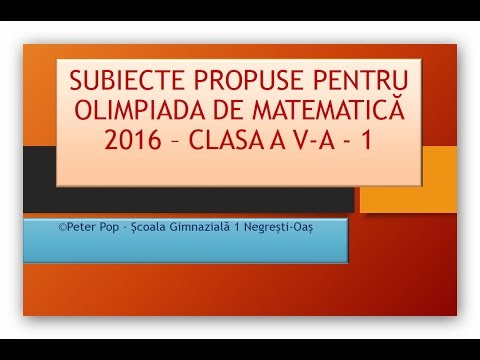 SUBIECTE PROPUSE PENTRU OLIMPIADA DE MATEMATICĂ  2016-1