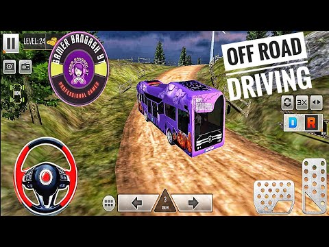 Modern Bus Simulator purple Bus Off-Road Driving 🏞 Valley Mountains Extreme Bus Driving Gameplay