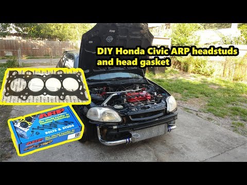 DIY D16 turbo Honda civic head gasket and arp headstuds install