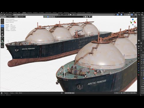 Part-2/3 .LNG Carrier 3D Modeling Process (Arctic Princess). Blender Timelapse.