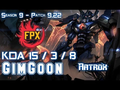 FPX GimGoon AATROX vs RYZE Top - Patch 9.22 EUW Ranked