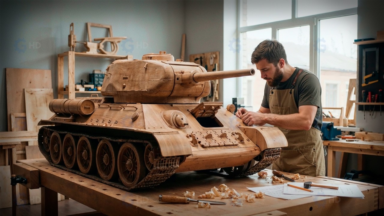 Man Spends 200 DAYS Building an Ultra Detailed Wooden Tank | Start to Finish