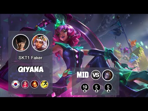 SKT1 FAKER Qiyana MID VS Orianna | LOL | S9 KR Challenger - Full Gameplay