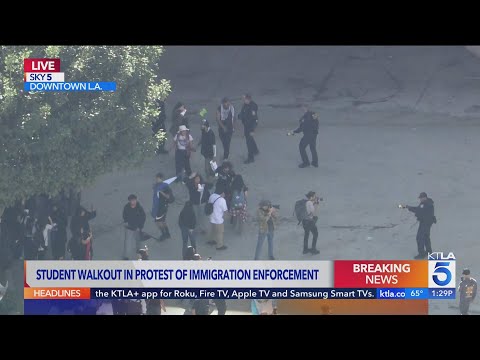 Students and federal police clash during downtown L.A. protest
