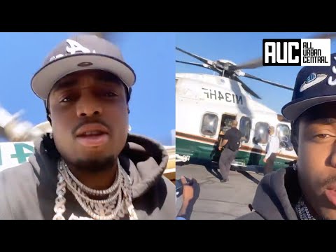 Meek Mill And Quavo Fly Private Helicopter To Sixers Hawks Game